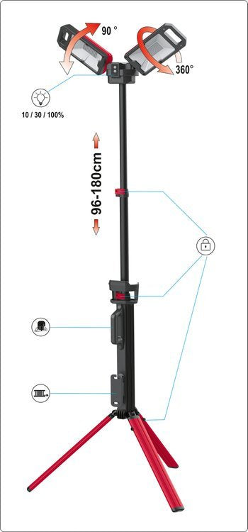 PORTABLE FLOODLIGHT 5000LM, CORD/RECHARG (YT-81811)