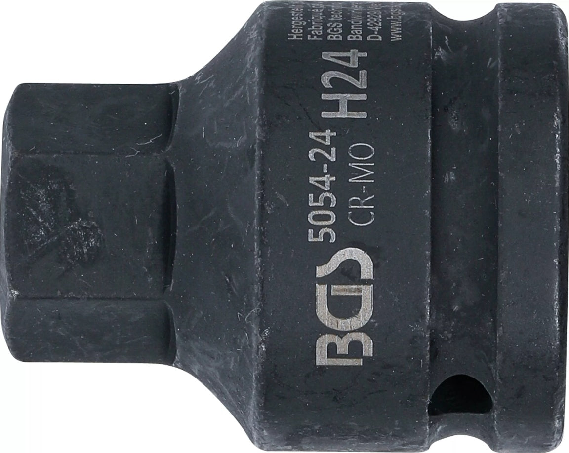 IMPACT BIT SOCKET | LENGTH 55 MM | 20 MM (3/4") DRIVE | INTERNAL HEXAGON 24 MM (5054-24)