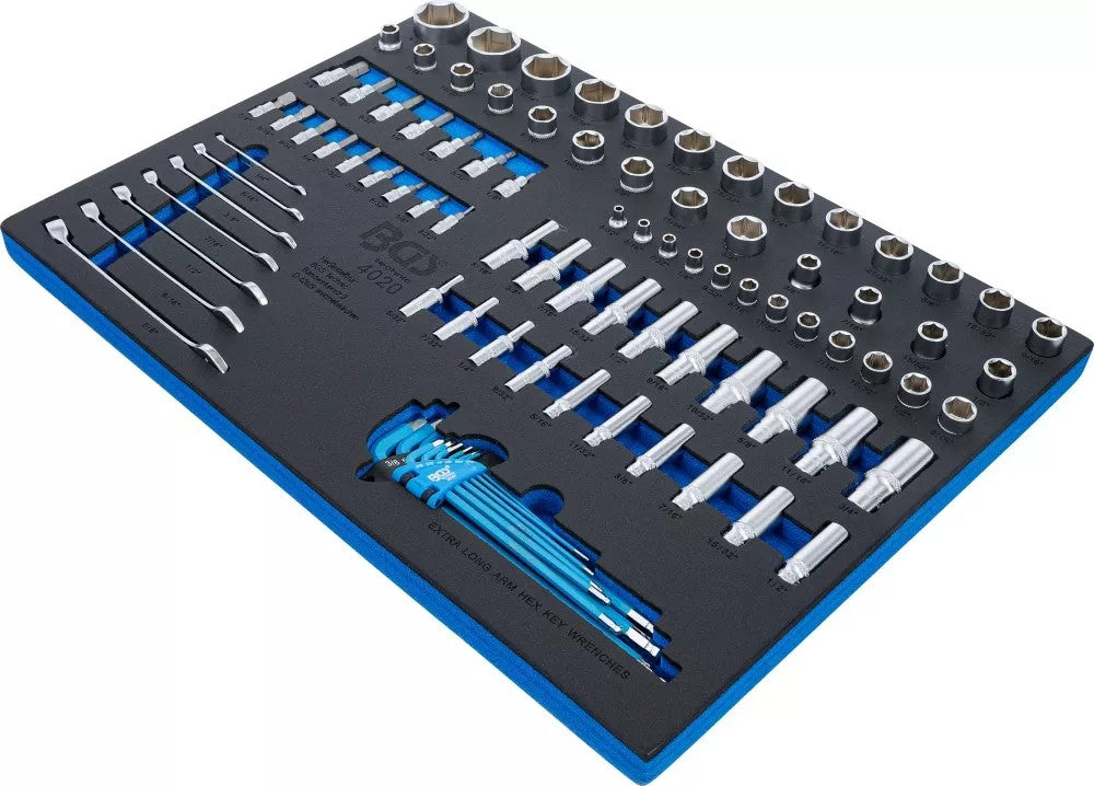TOOL TRAY 3/3: SOCKETS / COMBINATION SPANNERS | INCH SIZES | 90 PCS. (4020)