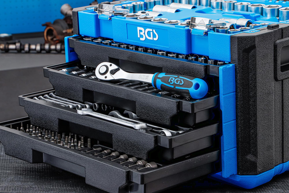 SOCKET SET HEXAGON | 6.3 MM (1/4") / 10 MM (3/8") / 12.5 MM (1/2") | METRIC AND INCH SIZES | 300 PCS. (74000)