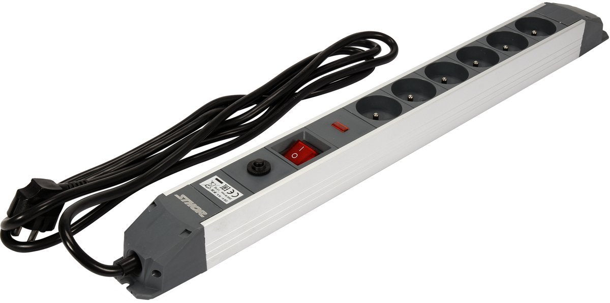SURGE PROTEC POWER STRIP W.G. 6S 3M ALU (72373)
