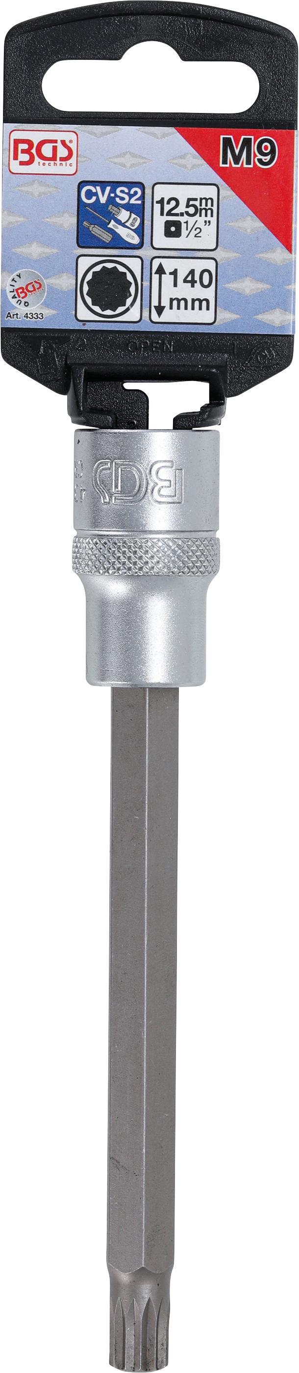 BIT SOCKET | LENGTH 140 MM | 12.5 MM (1/2") DRIVE | SPLINE (FOR XZN) | M9 (4333)