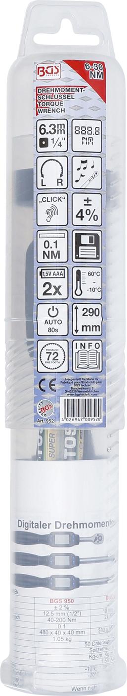 DIGITAL TORQUE WRENCH | 6.3 MM (1/4") | 6 - 30 NM (952)
