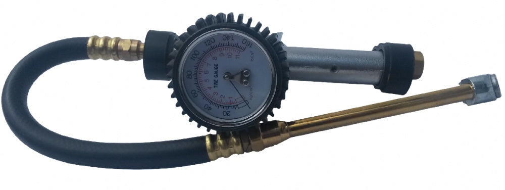 INFLATOR GUN WITH PRESSURE GAUGE 11 BAR AND EXTENSION FOR DUAL WHEELS (H1828L)