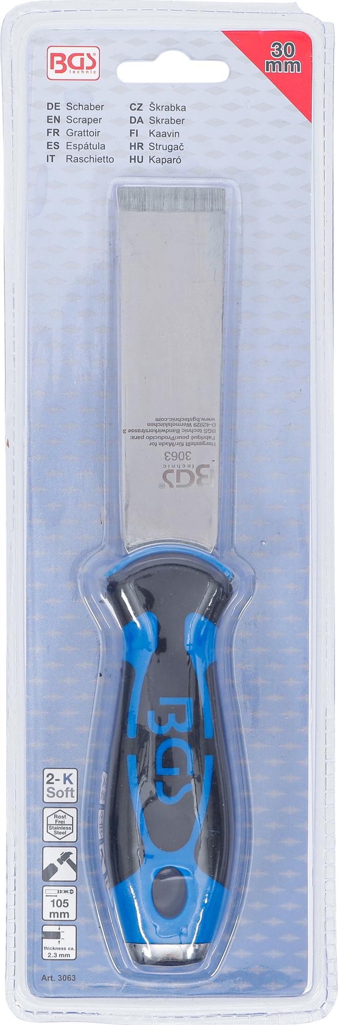 SCRAPER | STAINLESS STEEL | SOLID 2-COMPONENT RUBBER GRIP HANDLE WITH HOLE (3063)