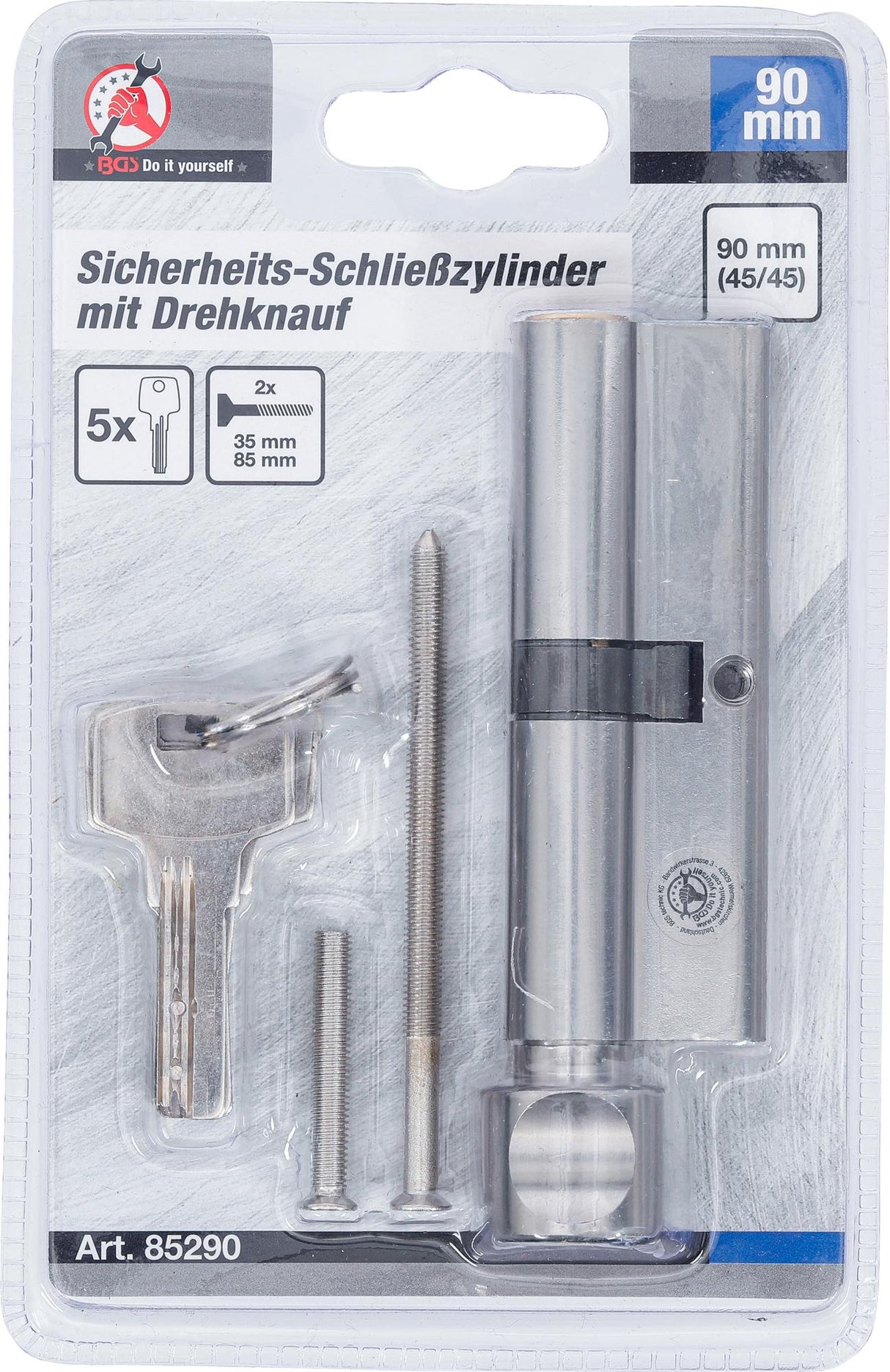 SECURITY CYLINDER LOCK | WITH ROTARY KNOB | 45/45 | 90 MM (85290)