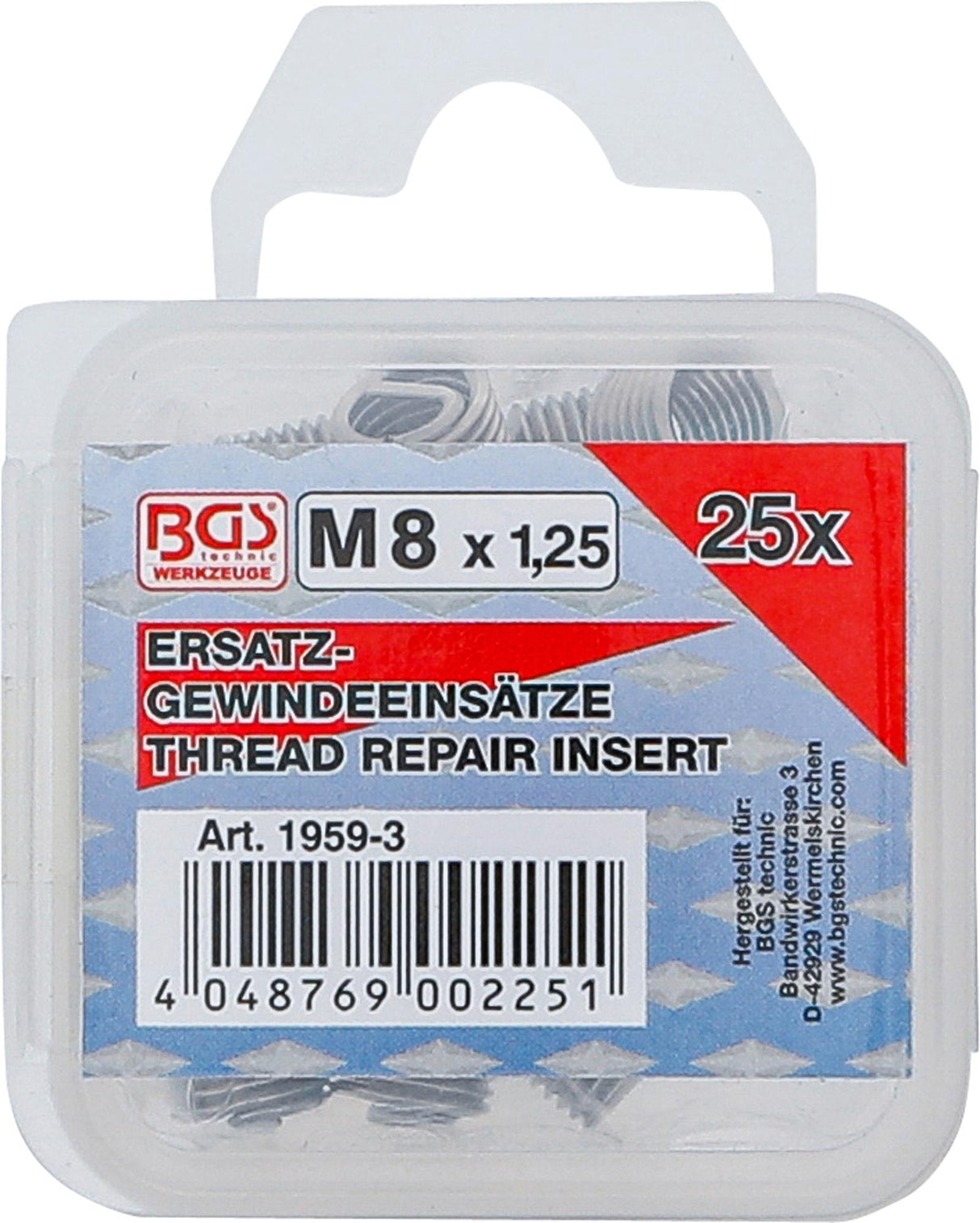 REPLACEMENT THREAD INSERTS | M8 X 1.25 | 25 PCS. (1959-3)