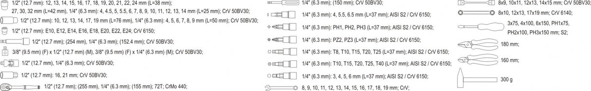 SOCKET SET 1/4", 1/2" 109PCS (YT-38891)