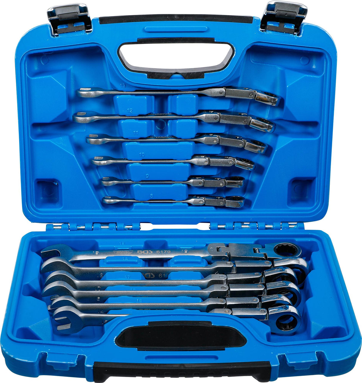 DOUBLE-JOINT RATCHET COMBINATION WRENCH SET | ADJUSTABLE | 8 - 19 MM | 12 PCS. (6180)