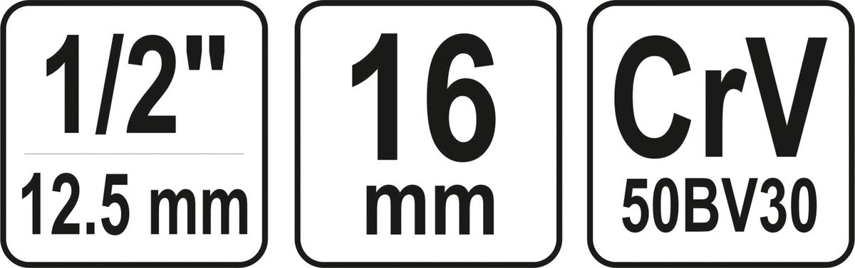Sytytystulpun hylsy kuusiokolo | 12,5 mm (1/2") | 16 mm (YT-12531)