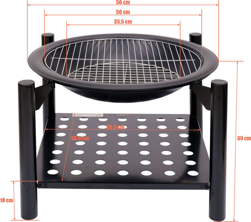 STEEL STOVE | GRATE | WITH FIREWOOD HOLDER | 50 CM (99713)