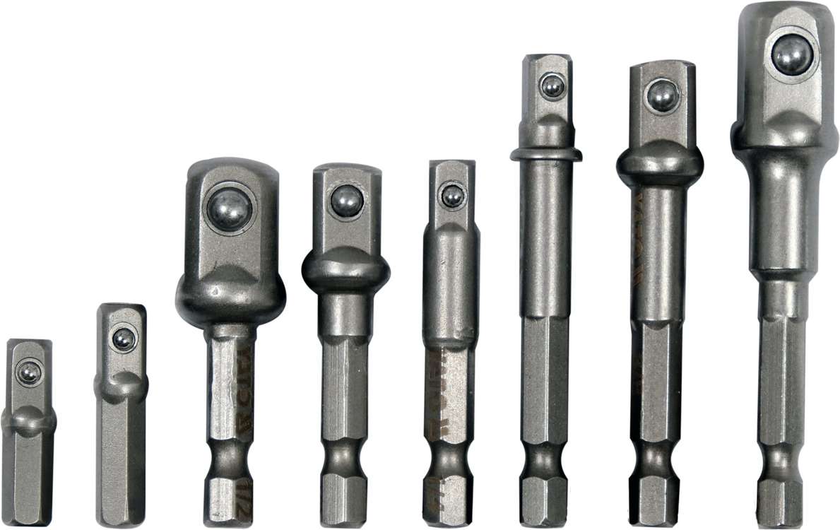 8PCS SOCKET ADAPTER HEX SHA 1/4, 3/8,1/2 (YT-04639)