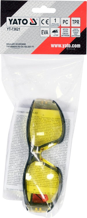 SAFETY GLASSES COMFORT+ YELLOW (YT-73621)