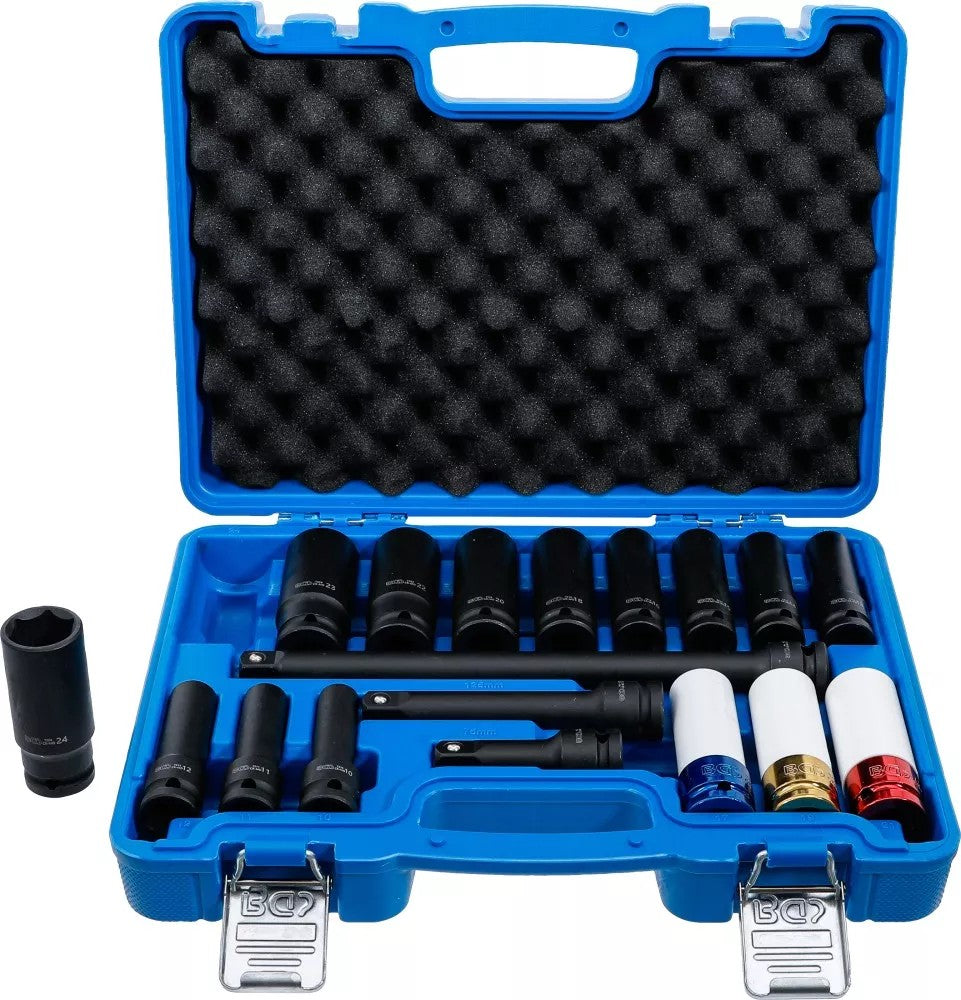 IMPACT SOCKET AND PROTECTIVE IMPACT SOCKET SET | HEXAGON | 12.5 MM (1/2") DRIVE | 10 - 24 MM | 18 PCS. (5202)