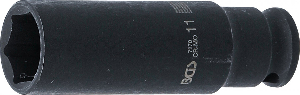 IMPACT SOCKET HEXAGON, DEEP | 6,3 MM (1/4") DRIVE | 11 MM (7270)