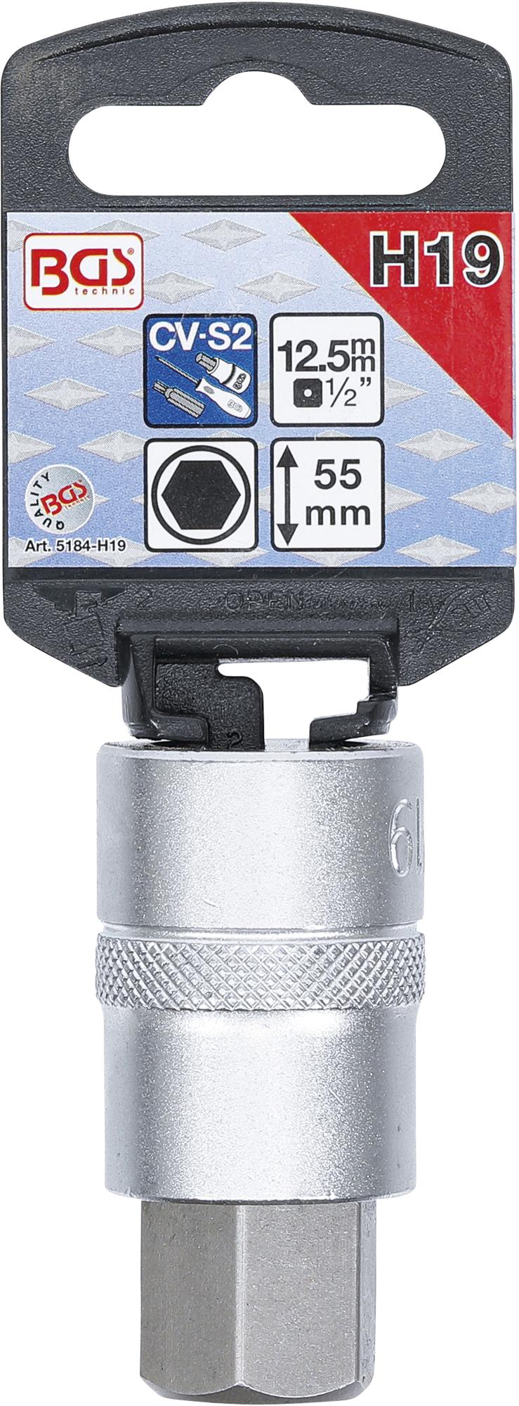 BIT SOCKET | 12.5 MM (1/2") | INTERNAL HEXAGON 19 MM (5184-H19)