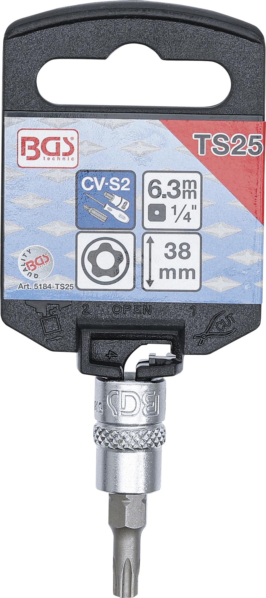 BIT SOCKET | 6.3 MM (1/4") DRIVE | T-STAR TAMPERPROOF (FOR TORX) TS25 (5184-TS25)