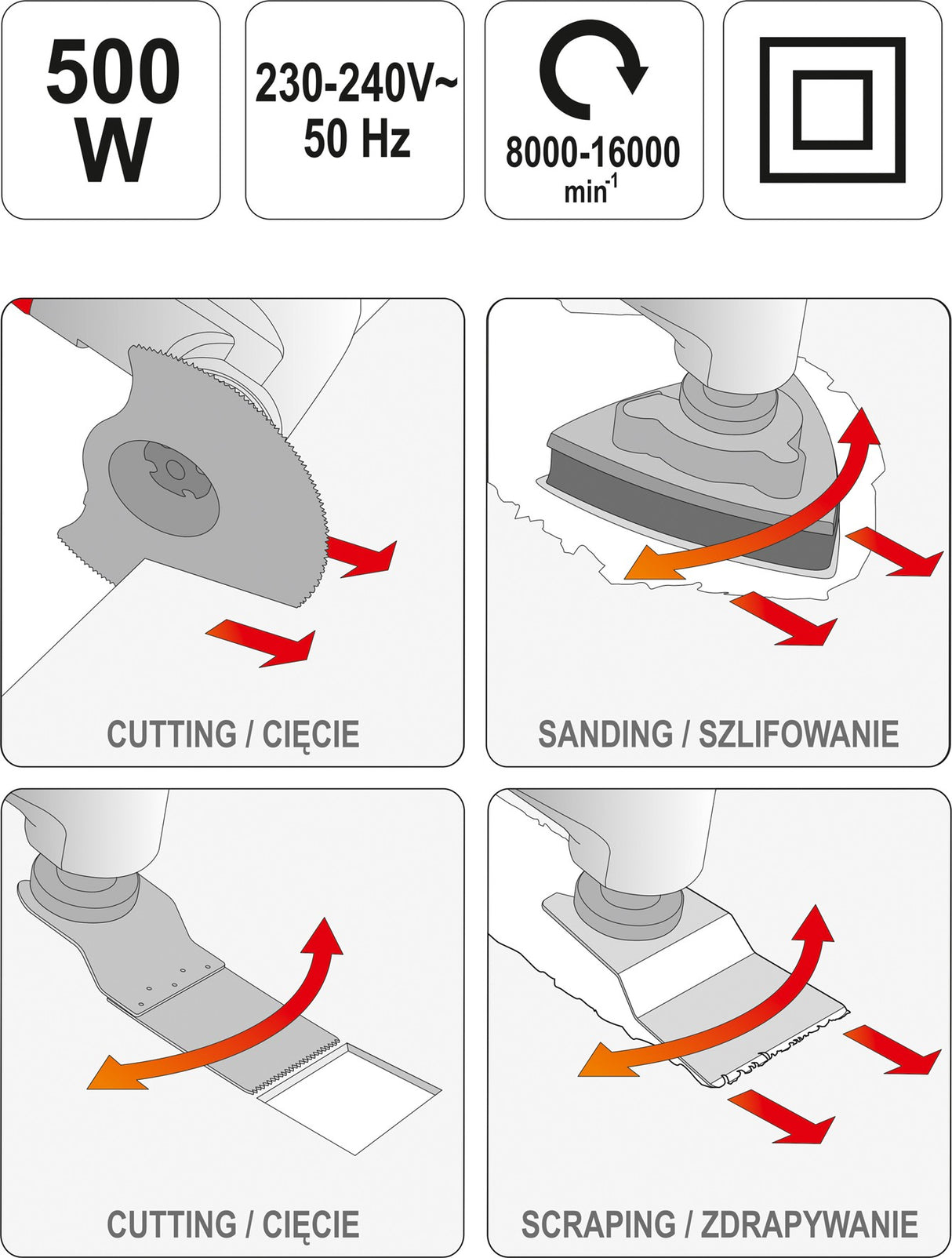 OSCILLATING MULTITOOL 500W (YT-82223)