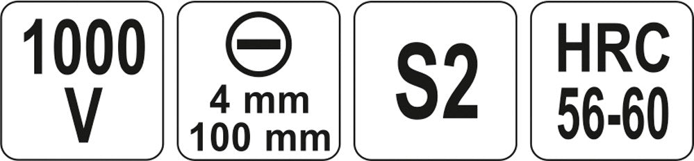 Eristetty ruuvitaltta sähköasentajalle | 1000V | 4x100 mm (YT-2817)