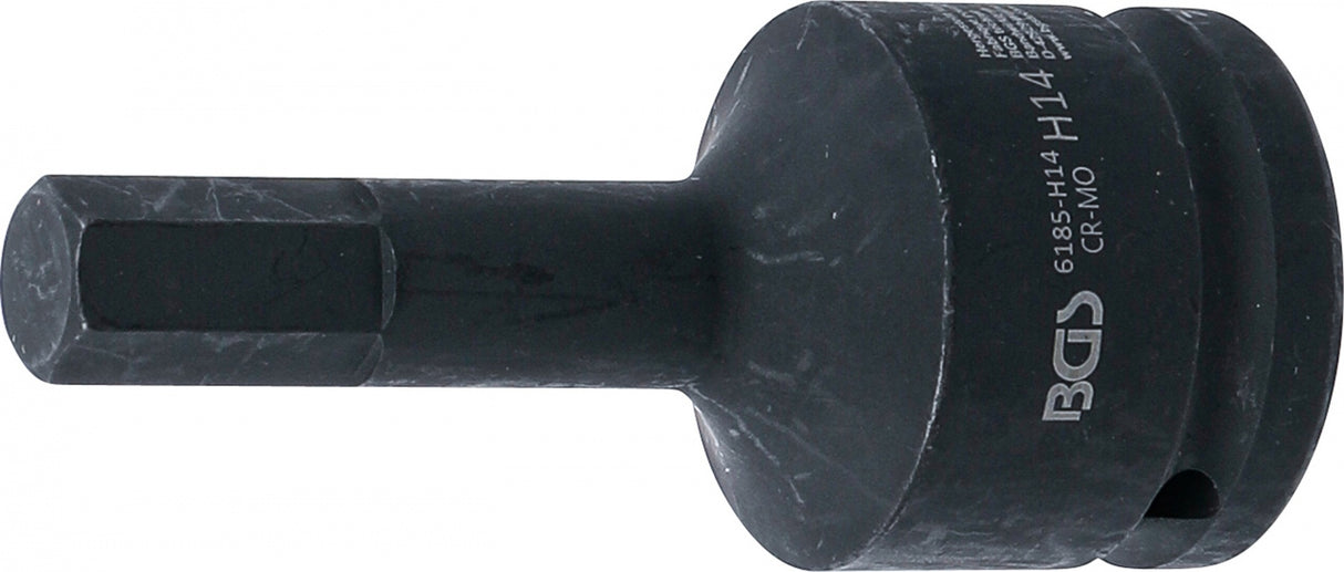 IMPACT BIT SOCKET | LENGTH 100 MM | 20 MM (3/4") DRIVE | INTERNAL HEXAGON 14 MM (6185-H14)