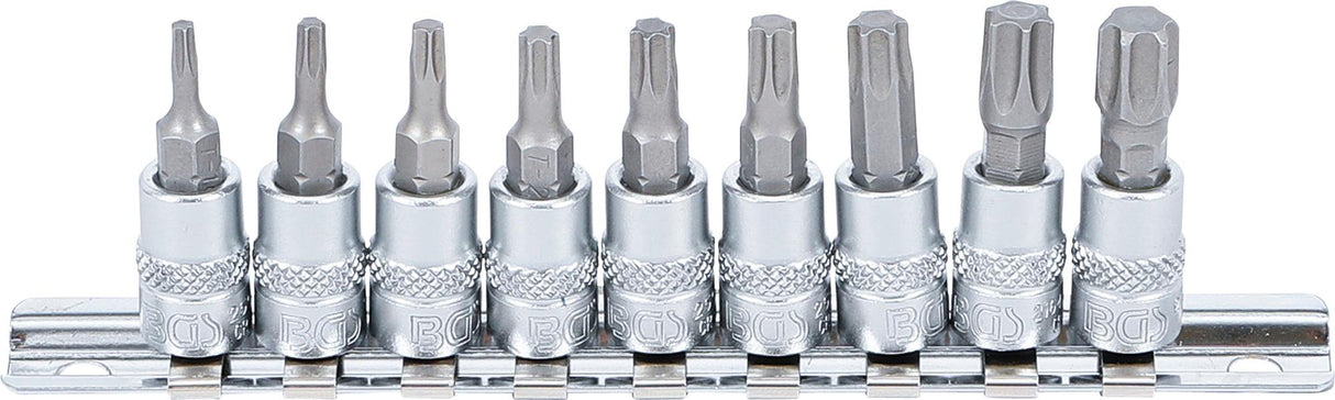 BIT SOCKET SET | 6.3 MM (1/4") DRIVE | T-STAR (FOR TORX) T10 - T50 | 9 PCS. (2164)