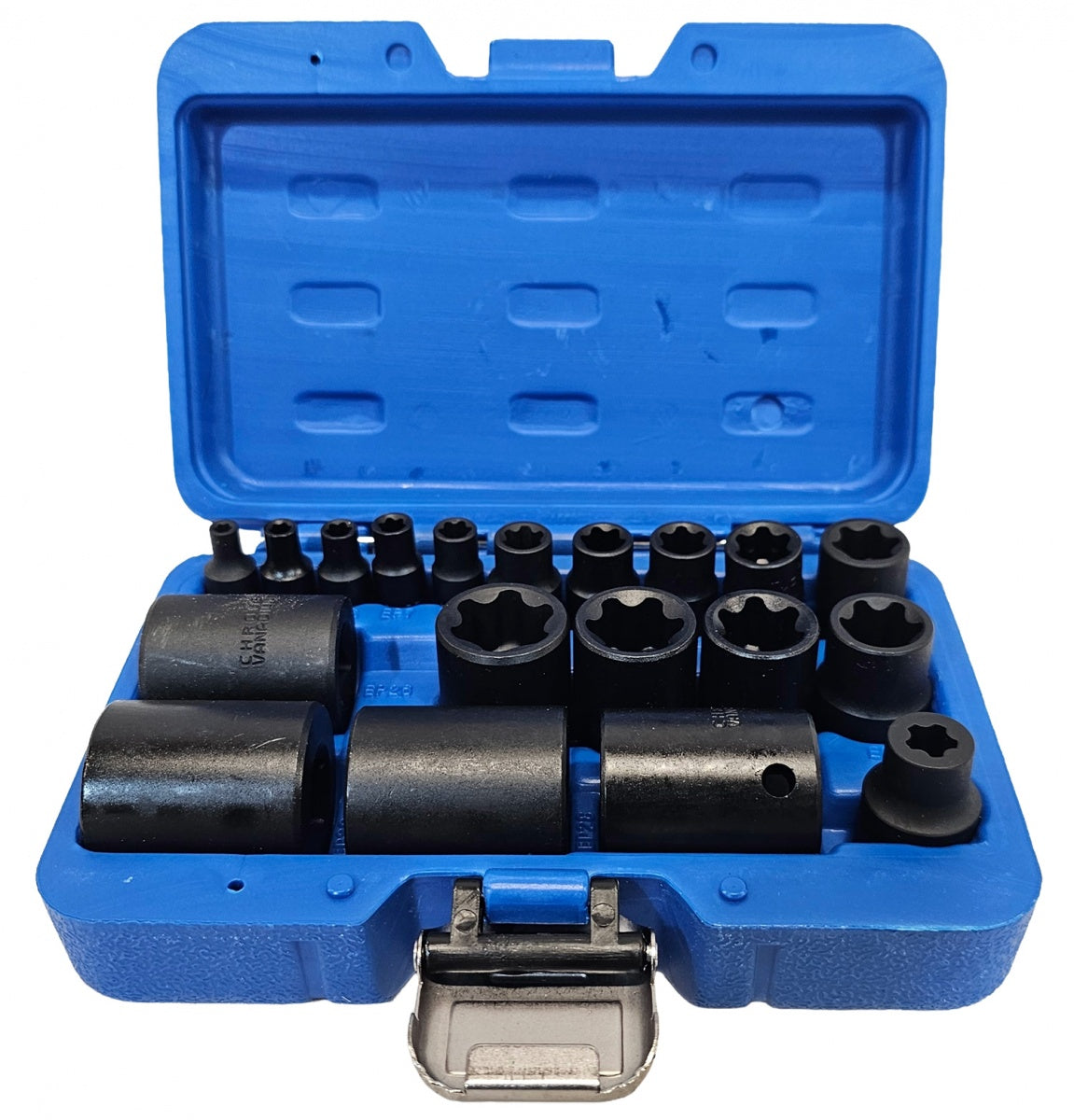 IMPACT SOCKET SET | E-TYPE PLUS | 6.3 MM (1/4"), 10 MM (3/8"), 12.5 MM (1/2") | EP4 - EP32 | 19 PCS. (S11019)