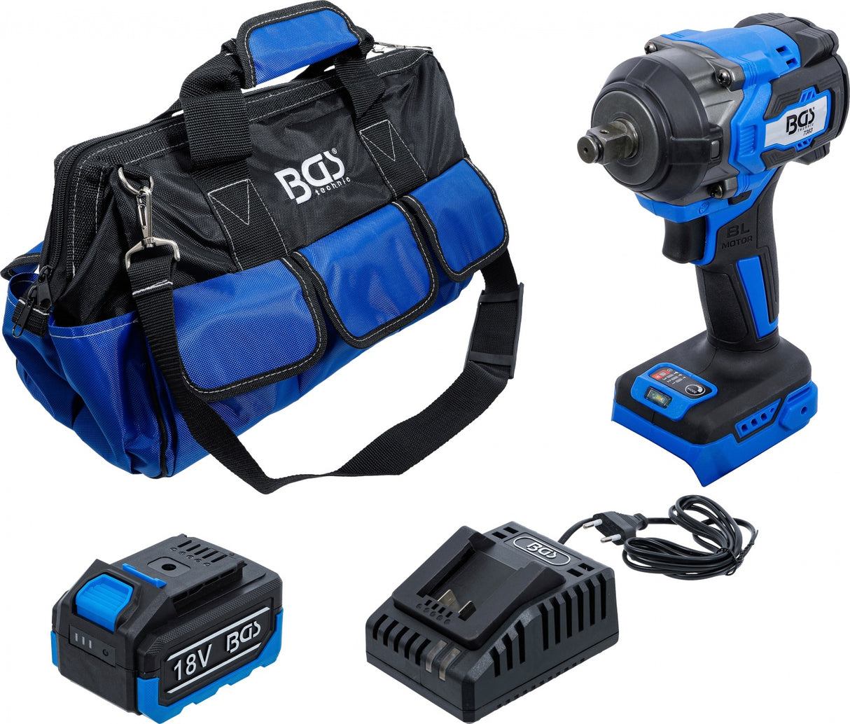 CORDLESS IMPACT WRENCH SET | BRUSHLESS | 550 NM | 18 V | WITH RECHARGEABLE BATTERY AND QUICK CHARGER (7390)