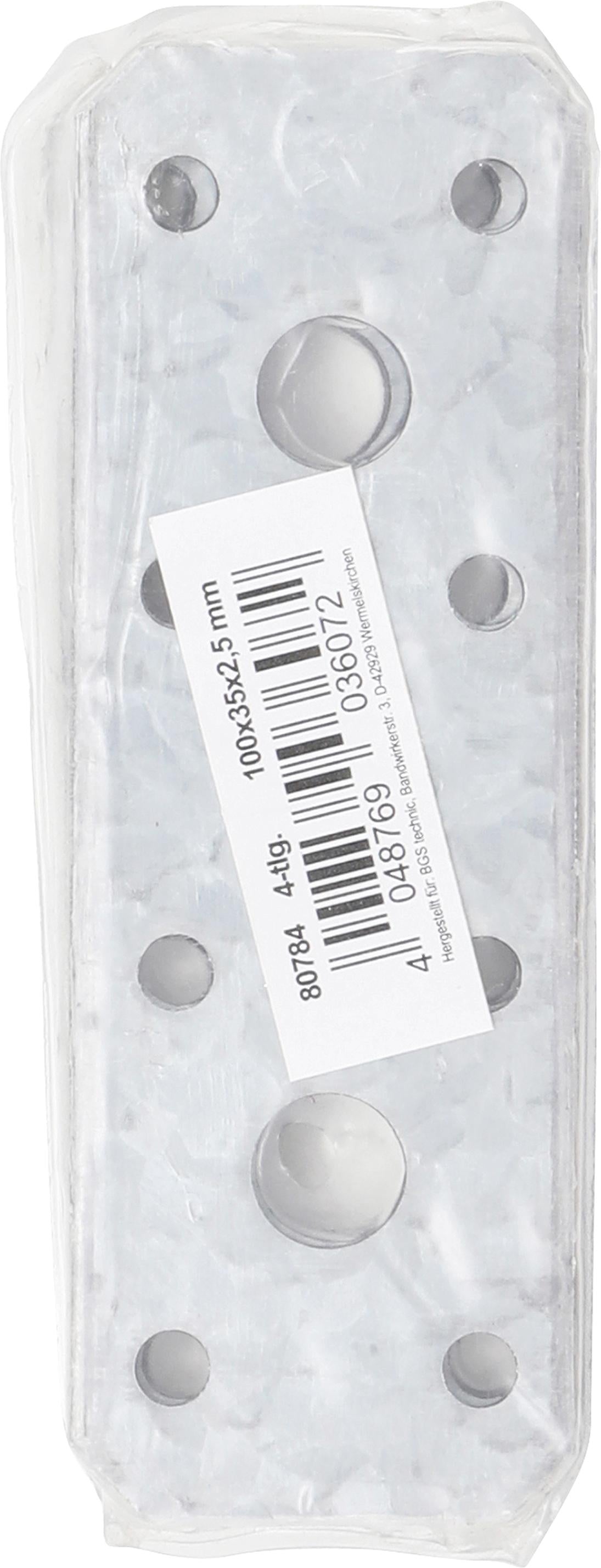 FLAT STEEL CONNECTOR | 100 X 35 X 2 MM | 4 PCS. (80784)