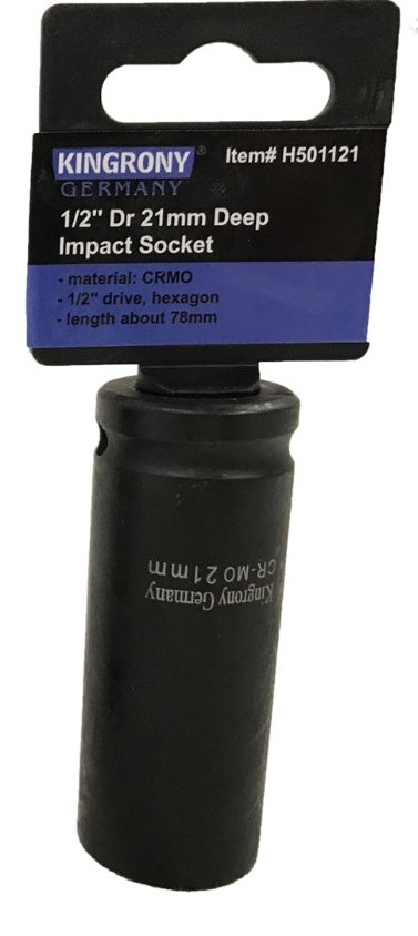 IMPACT SOCKET HEX LONG | 12.5 MM (1/2") | 21 MM (H501121)