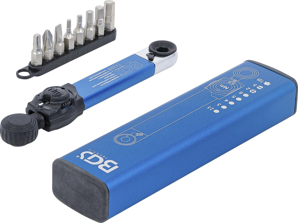 TORQUE WRENCH | INTERNAL HEXAGON 6.3 MM (1/4") | 2 - 10 NM | WITH BIT SET | 9 PCS. (74295)