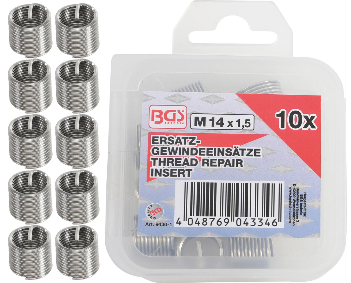 REPLACEMENT THREAD INSERTS | M14 X 1.5 MM | 10 PCS. (9430-1)