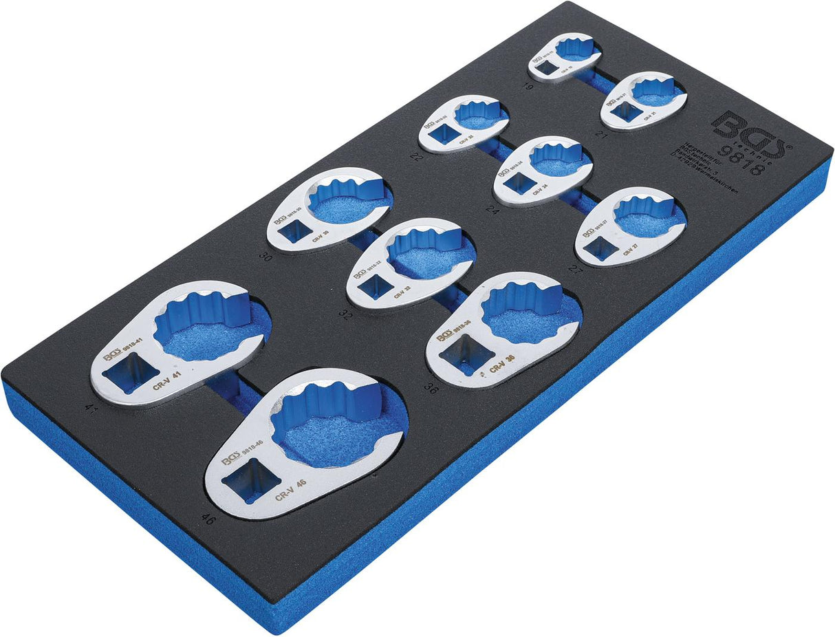 TOOL TRAY 1/3: CROWFOOT SPANNER SET | 10 MM (3/8") / 12.5 MM (1/2") / 20 MM (3/4") | 10 PCS. (9818)
