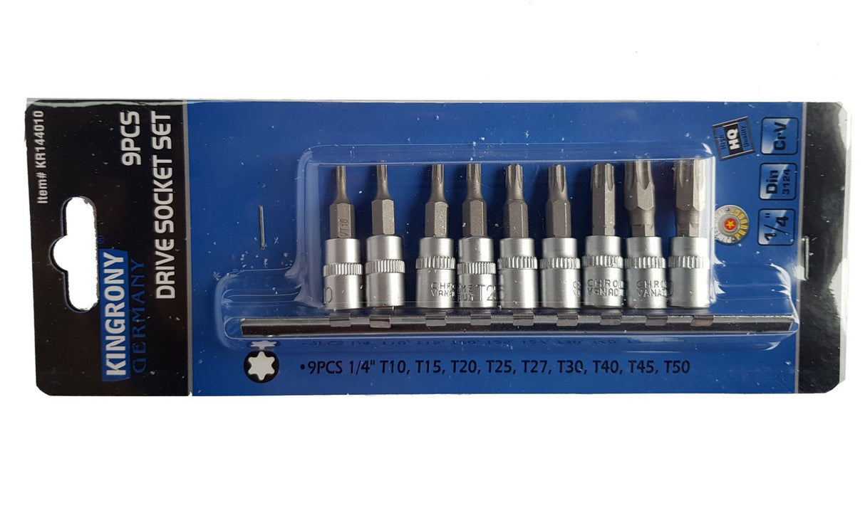 PRESSED BIT SET | 6.3 MM (1/4") | T-STAR (TORX) T10 - T50 | 9 PCS. (KR144010)