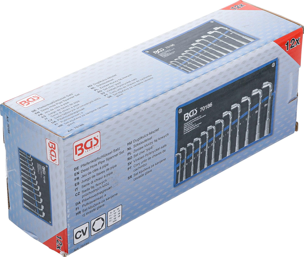 DEEP HOLE PIPE SPANNER SET | 8 - 19 MM | 12 PCS. (70186)