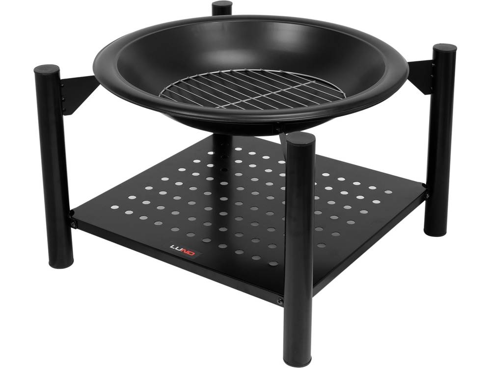 STEEL FIRE PIT W/ LOG STORE 58X58CMX55CM (99914)