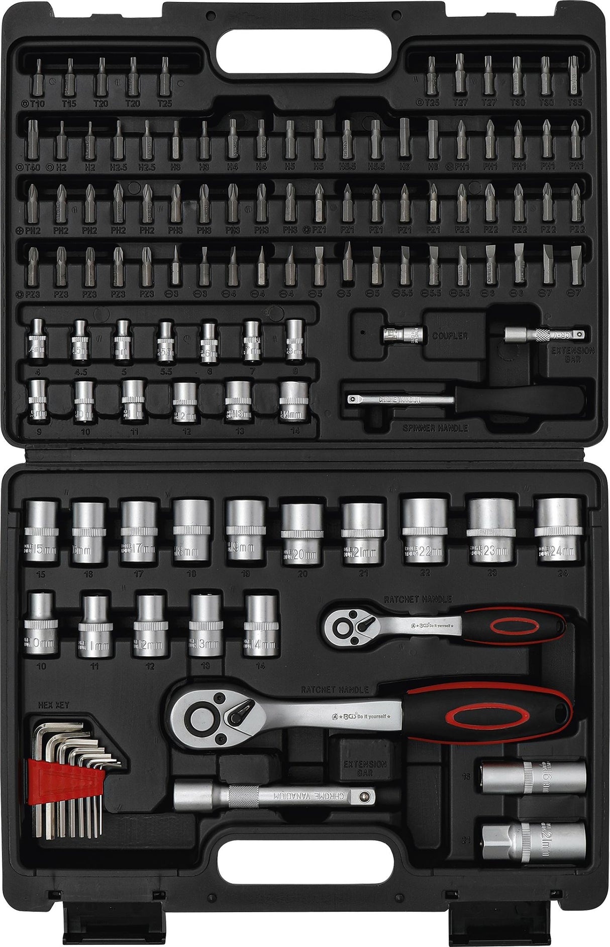 SOCKET SET SUPER LOCK | 6.3 MM (1/4") / 12.5 MM (1/2") DRIVE | 115 PCS. (15120B)
