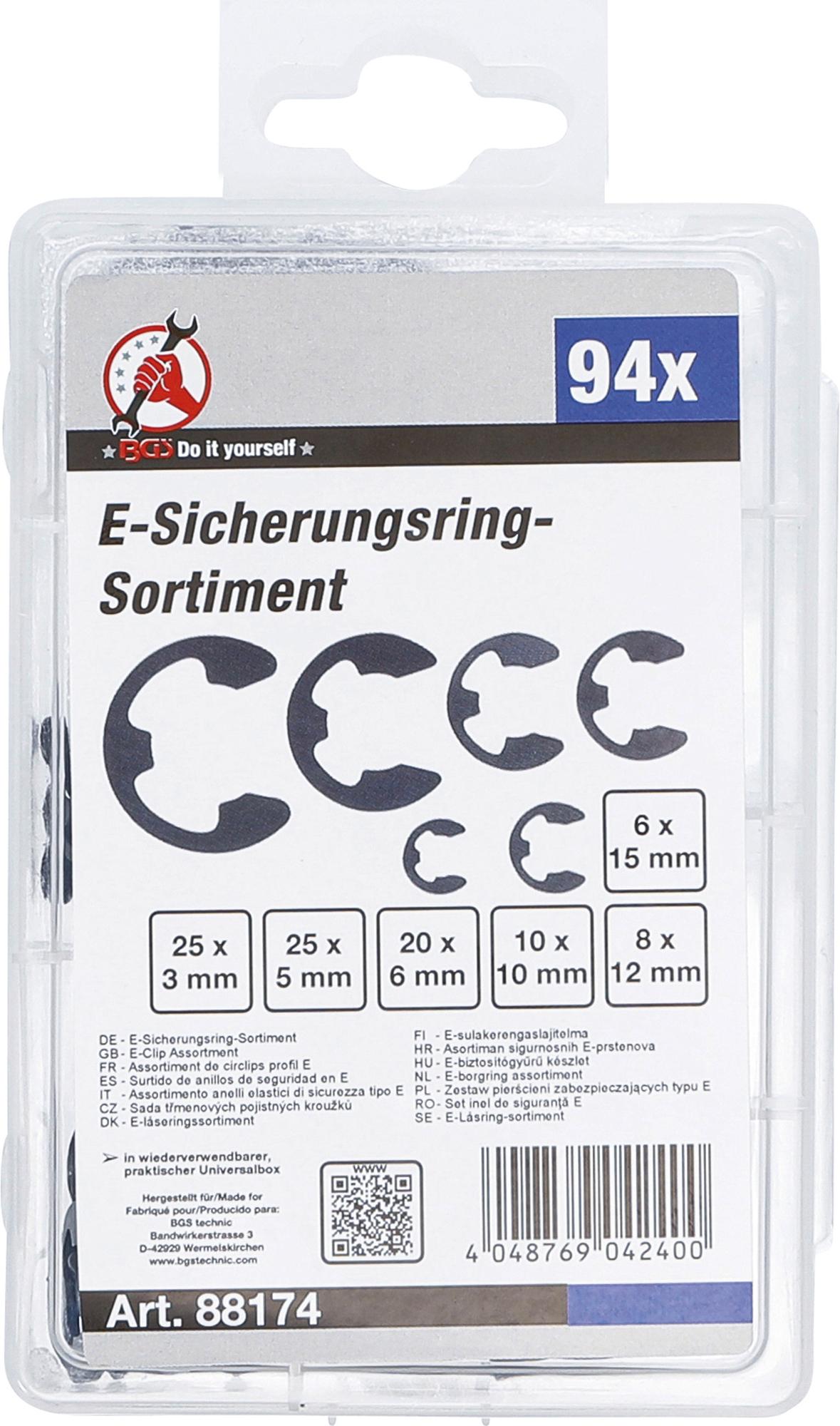 E-CLIP ASSORTMENT | 3 - 15 MM | 94 PCS. (88174)