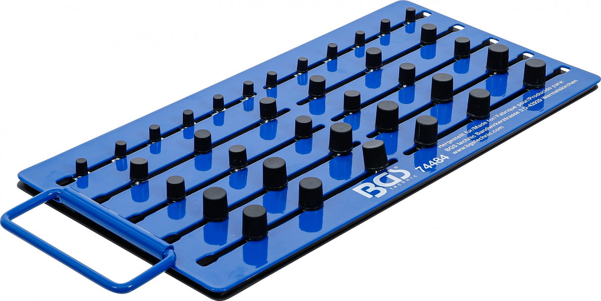 MAGNETIC PEGBOARD | WITH EXTERNAL SQUARE | FOR 36 SOCKETS | 6.3 MM (1/4"), 10 MM (3/8"), 12.5 MM (1/2") DRIVE (74484B)