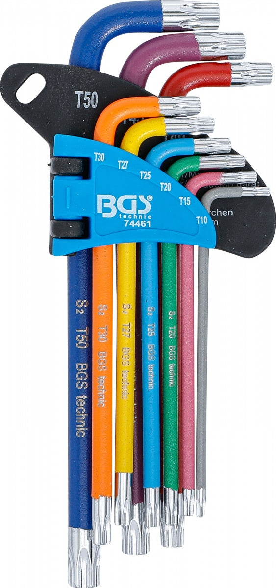 L-TYPE WRENCH SET | MULTICOLOUR | T-STAR TAMPERPROOF (FOR TORX) T10 - T50 | 9 PCS. (74461B)