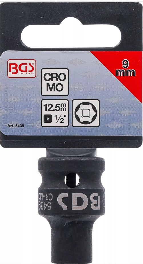IMPACT SOCKET, HEXAGON | 12.5 MM (1/2") DRIVE | 9 MM (5439)