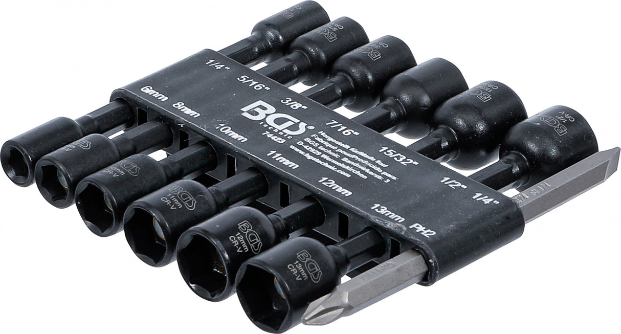 SOCKET SET, HEXAGON | 6.3 MM (1/4") DRIVE | FOR ELECTRIC DRILLS | 1/4 - 1/2", 6 - 13 MM | 14 PCS. (74423)