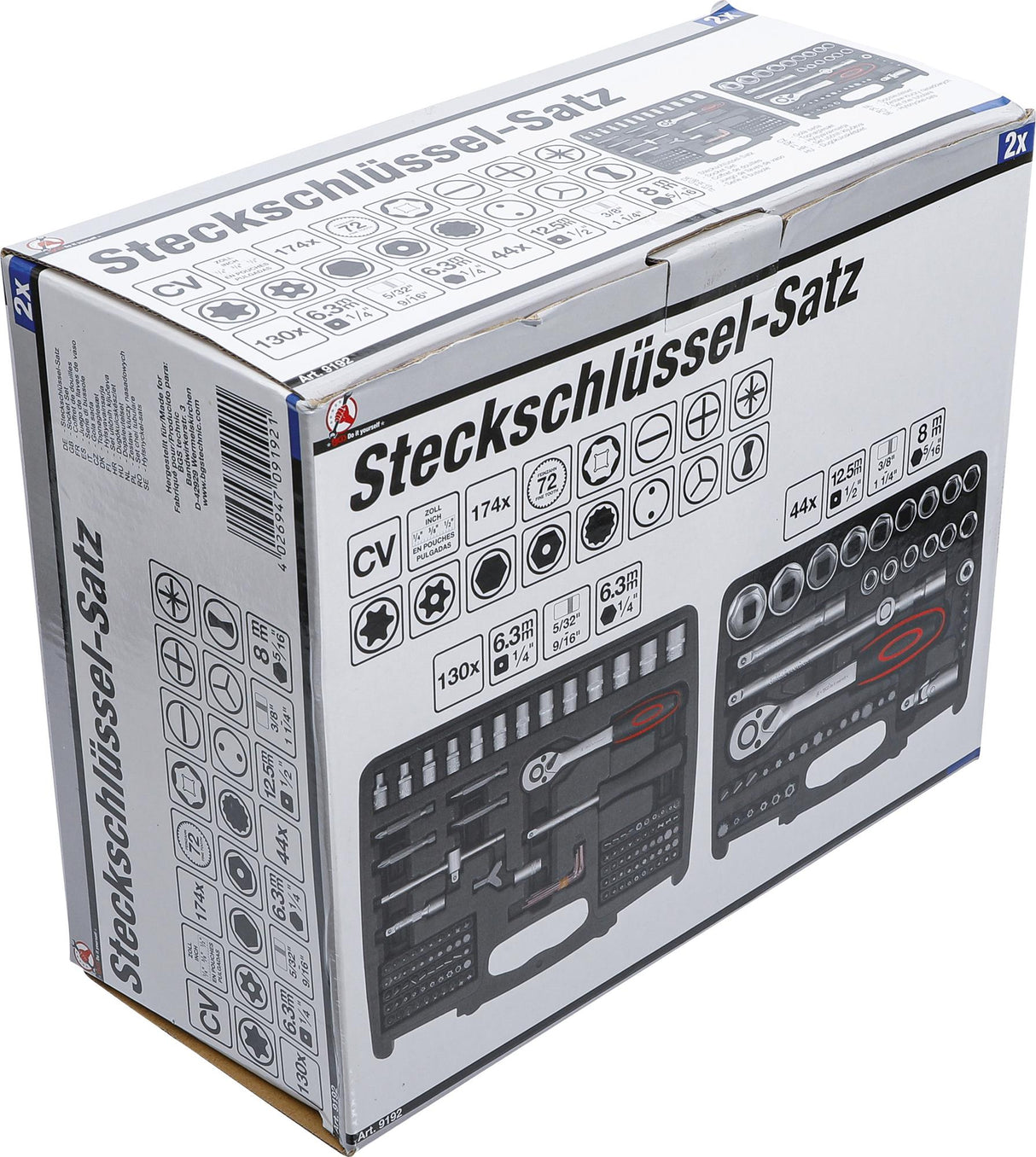 SOCKET SET | 6.3 MM (1/4") / 12.5 MM (1/2") DRIVE | INCH SIZES | 174 PCS. (9192)