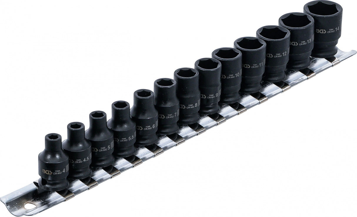 IMPACT SOCKET SET, HEXAGON | 6.3 MM (1/4") DRIVE | 4 - 14 MM | 13 PCS. (5296)