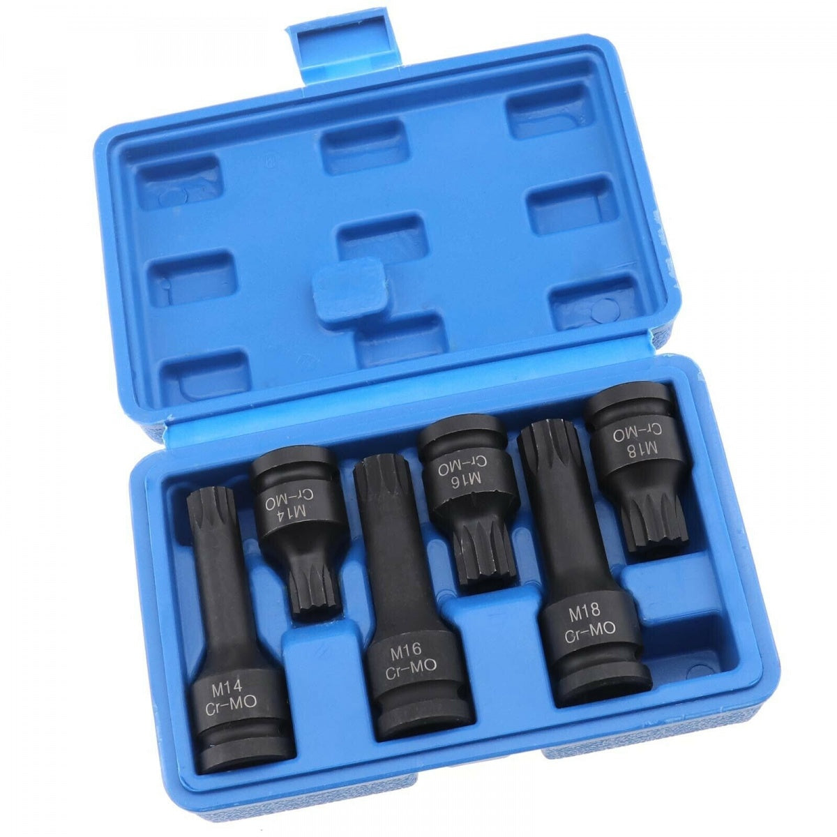 IMPACT BIT SET | WITH HOLE | 12.5 MM (1/2") | SPLINE (XZN) | 6 PCS. (S1121)