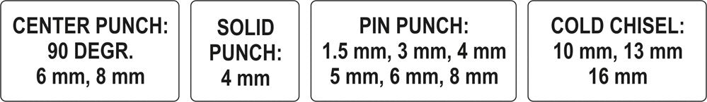12PCS -COLD CHISELS, PIN & SOLID PUNCHES (YT-4714)