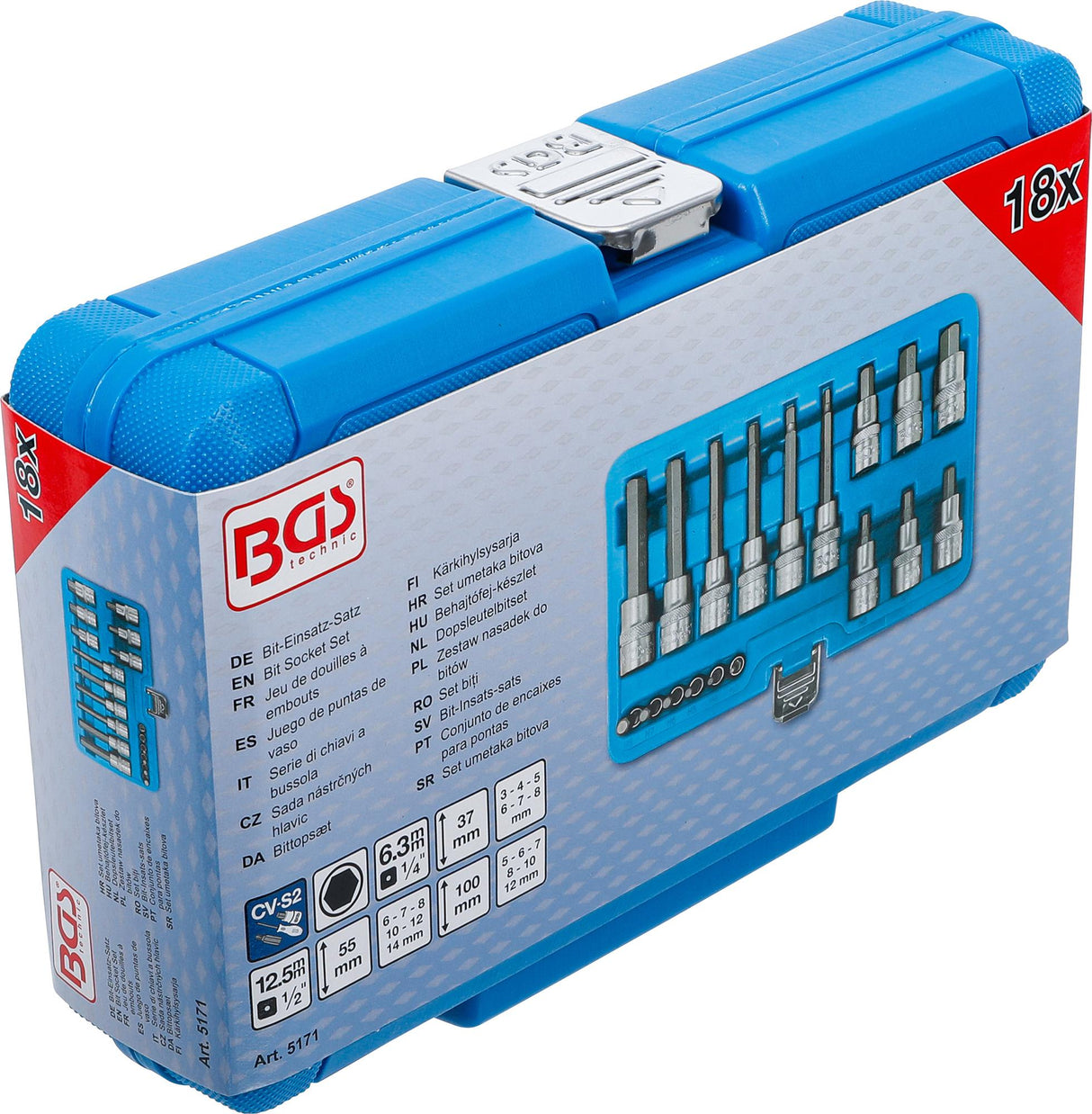 BIT SOCKET SET | 6.3 MM (1/4") / 12.5 MM (1/2") DRIVE | INTERNAL HEXAGON | 18 PCS. (5171)
