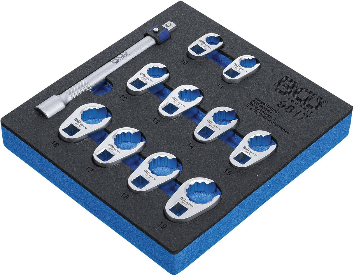 TOOL TRAY 1/6: CROWFOOT SPANNER SET | 10 MM (3/8") | 10 - 19 MM | 11 PCS. (9817)