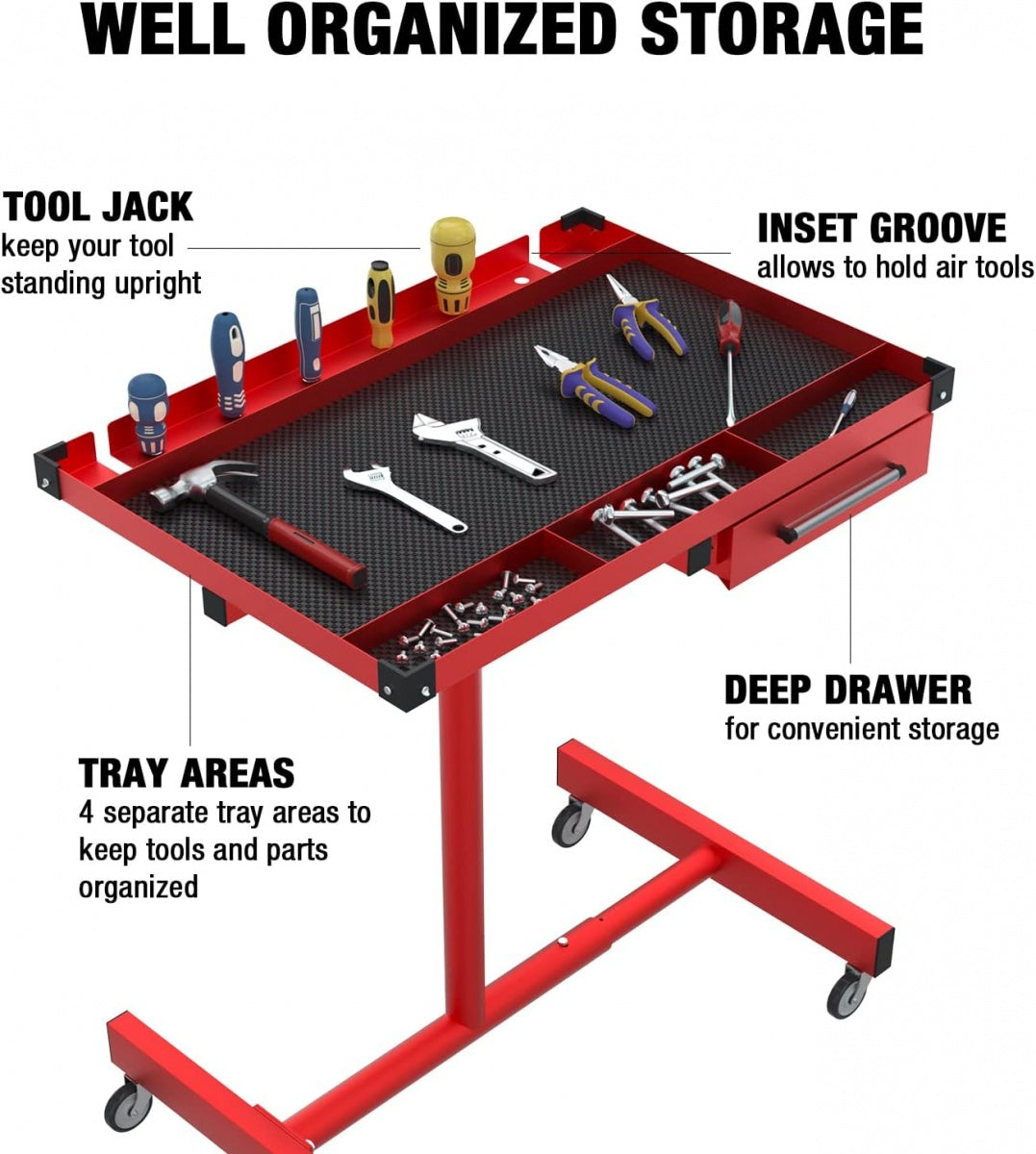 MOBILE ADJUSTABLE TELESCOPIC TABLE | WITH DRAWER (WT001)