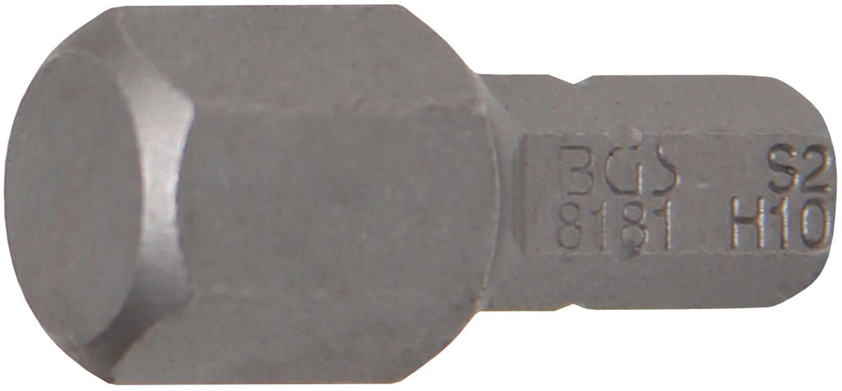 BIT | LENGTH 25 MM | 6.3 MM (1/4") DRIVE | INTERNAL HEXAGON 10 MM (8181)