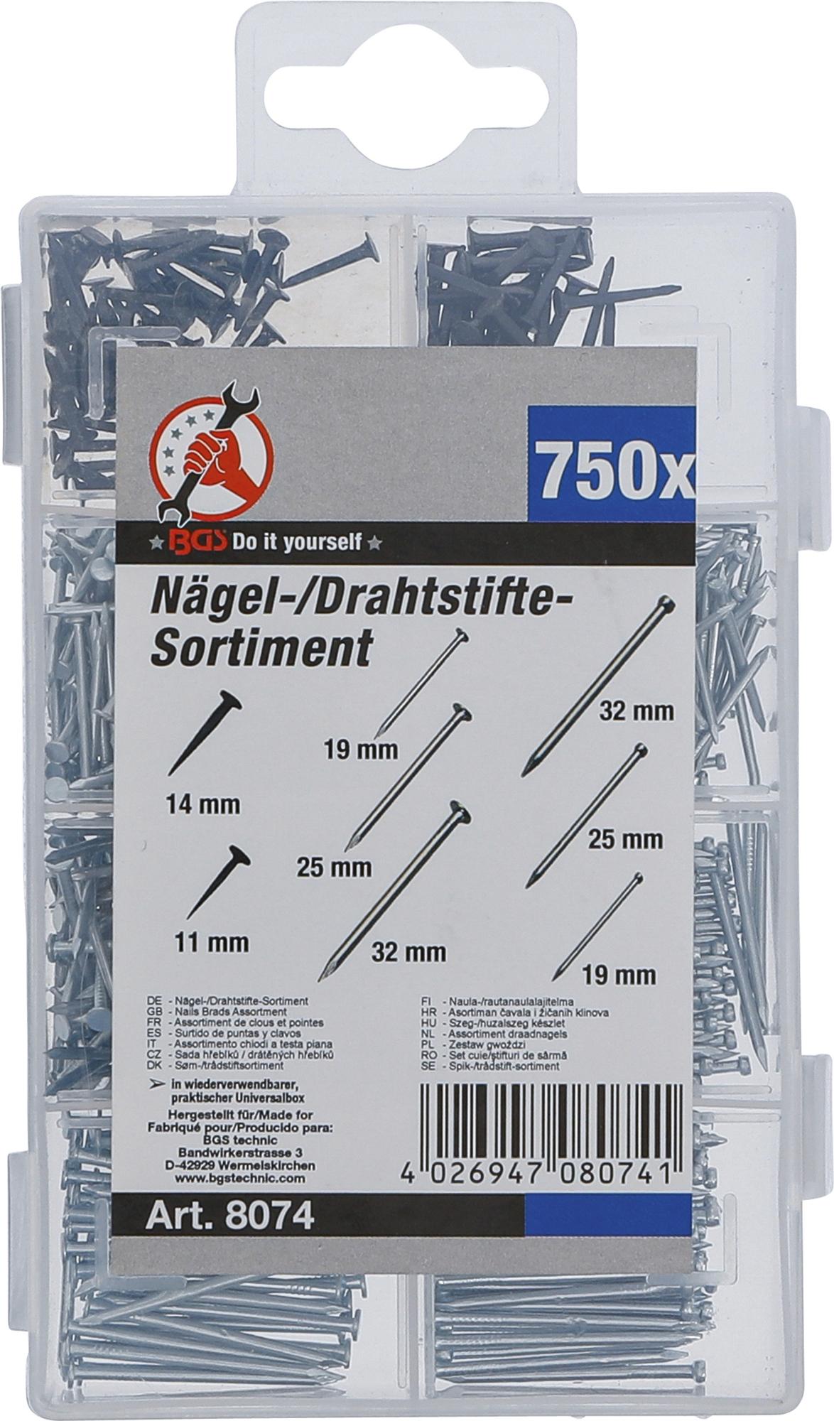 NAILS BRADS ASSORTMENT | 750 PCS. (8074)